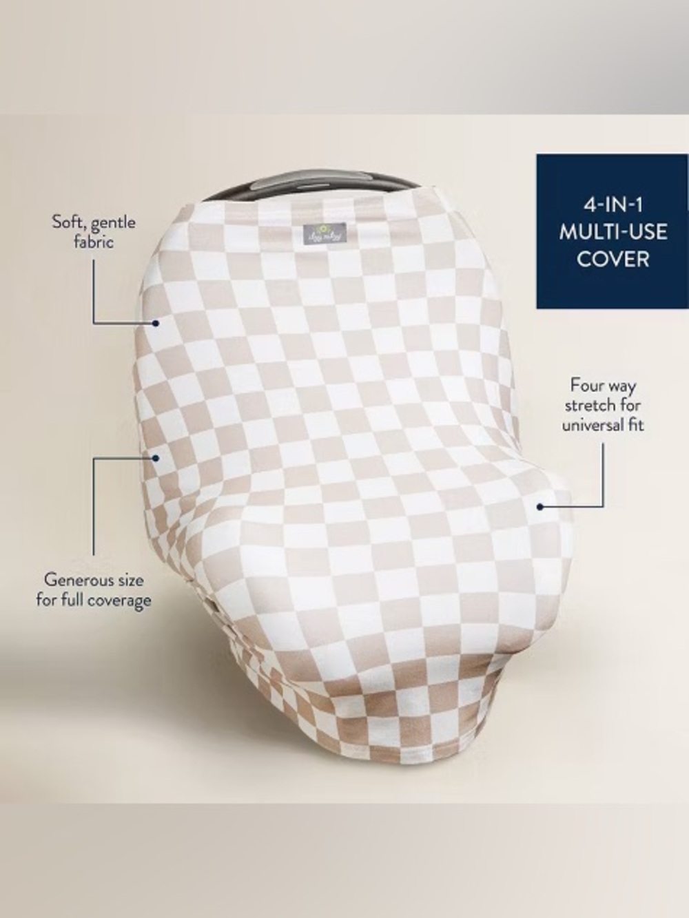 Itzy Ritzy Mom Boss 4-in-1 Nursing Cover - Checkered Tan & White